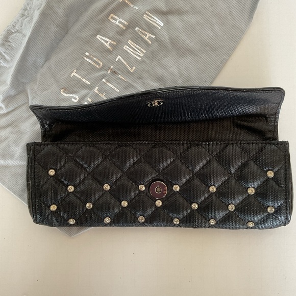 Stuart Weitzman RARE woven Leather Rhinestone Clutch - Picture 16 of 16